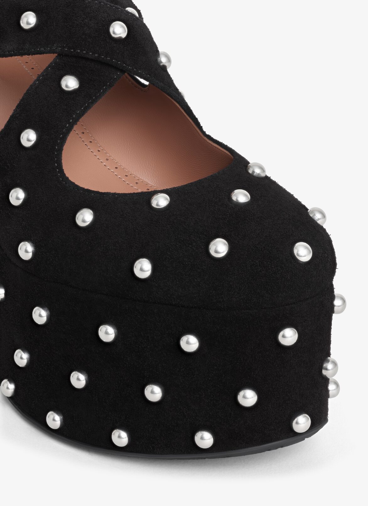 CRISS CROSS WEDGES IN SUEDE WITH STUDS ALAÏA BLACK CRISS CROSS WEDGES IN SUEDE WITH STUDS